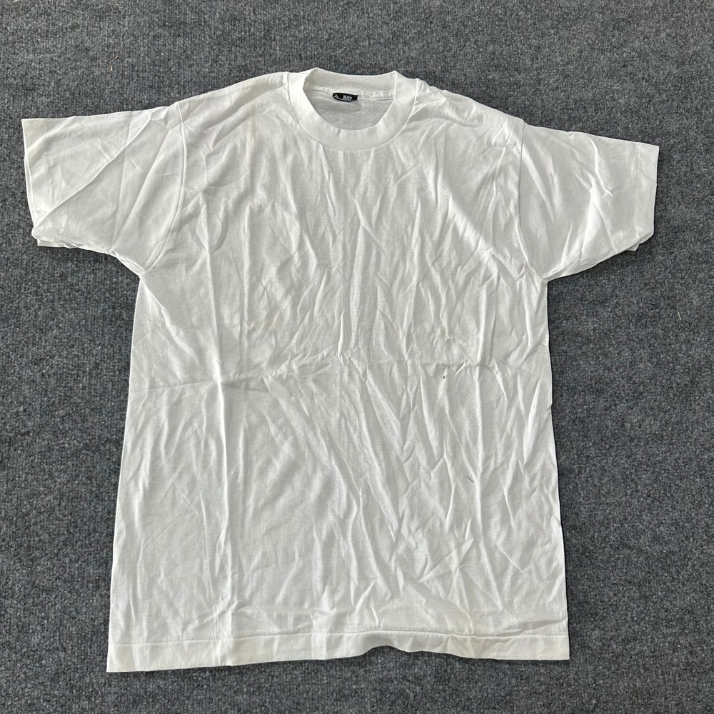 Unbranded T-Shirt Mens Size L White Cotton Blend Short Sleeve Crew Neck Basic